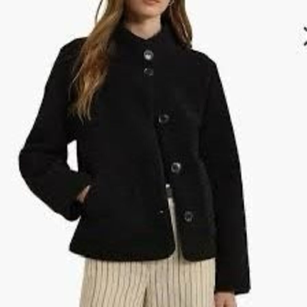 Lauren Ralph Lauren Women's Black Faux Shearling Long Sleeve Jacket Large NWOT